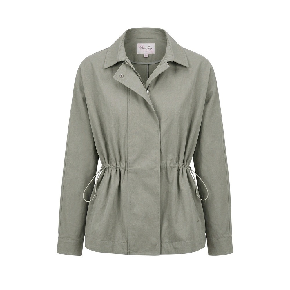 Pink Lily Sage Green Drawstring Utility Jacket 100% Cotton Womenn'sXS - Picture 15 of 15